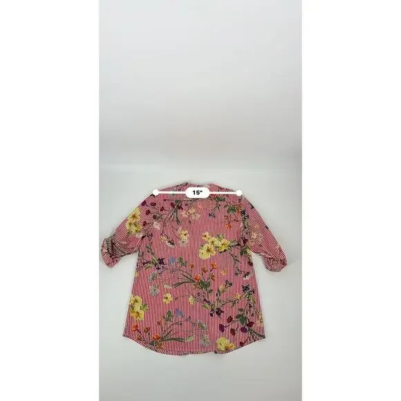 Calvin Klein Women's Red Striped Blouse (B32) - Picture 4 of 12